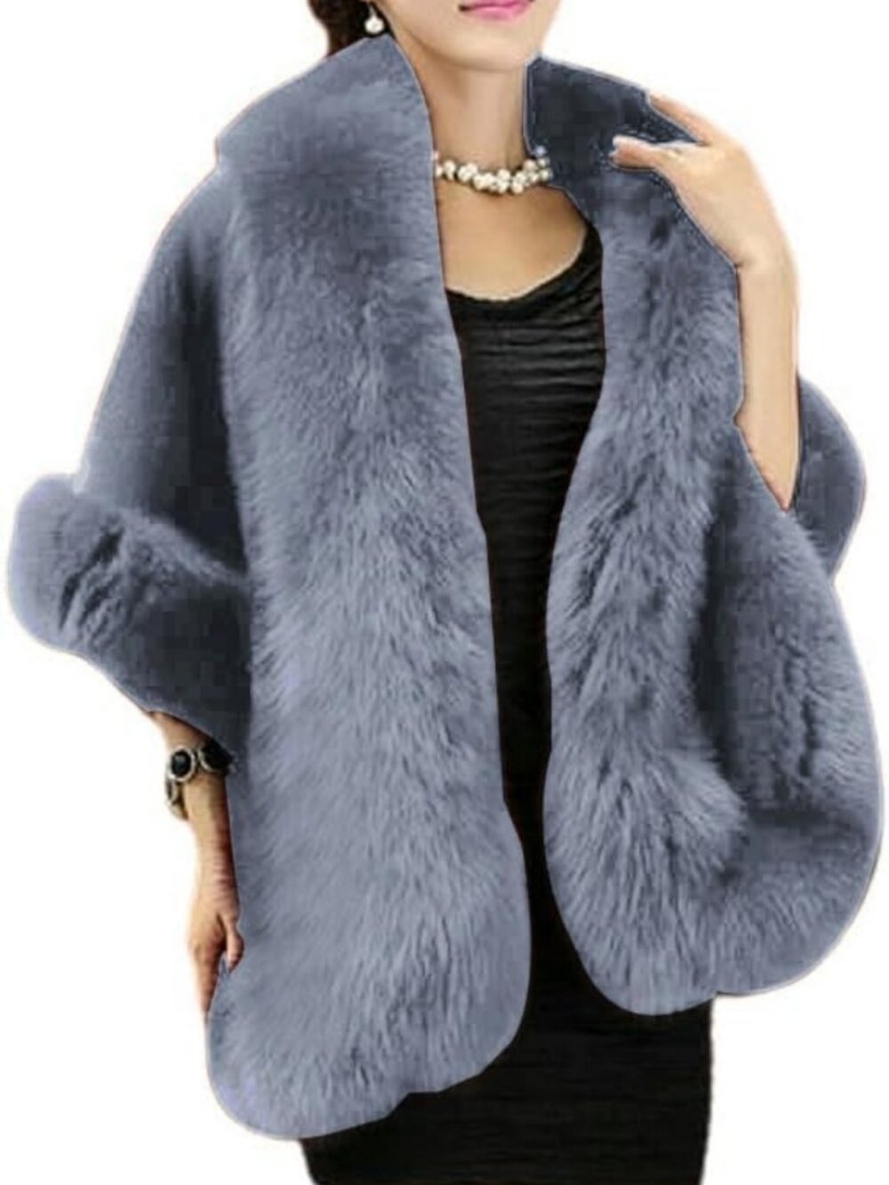 Soft Faux Fur Shawl Wrap Scarf - Versatile Winter Cloak Cape for Bridal